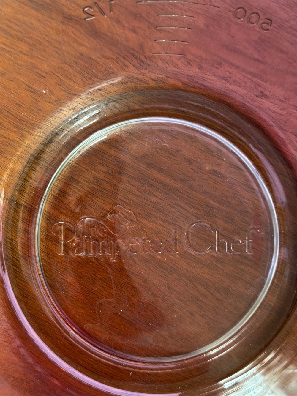 Pampered Chef Clear Glass Mixing Bowl with Measuring Marks 8 cup w lid - Picture 10 of 14